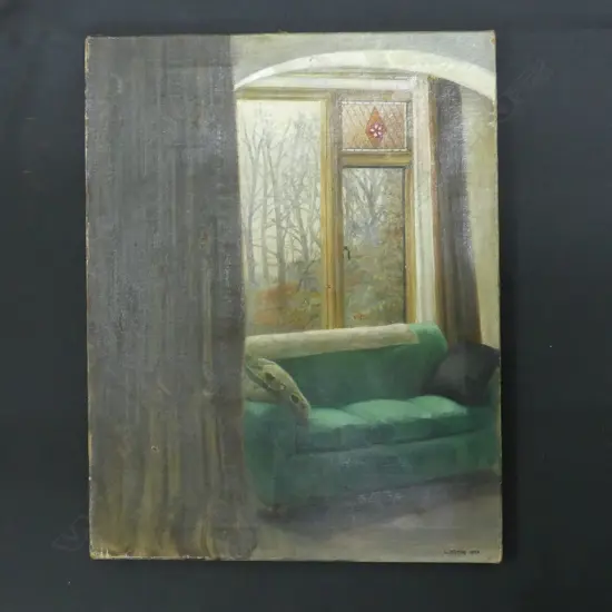 LUCY BLYTH 'CHEZ NOUS' UNFRAMED OIL SIGNED & DATED 1905 460x360mm AF