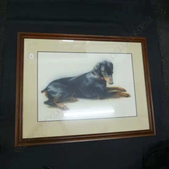 NATALIE O'CALLAGHAN DOBERMAN WATERCOLOUR '93 910 X 710MM