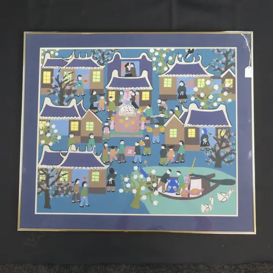 COLOURFUL ORIENTAL PEOPLE SCENE PAINTING - ARTIST UNKNOWN,   630 X 530MM