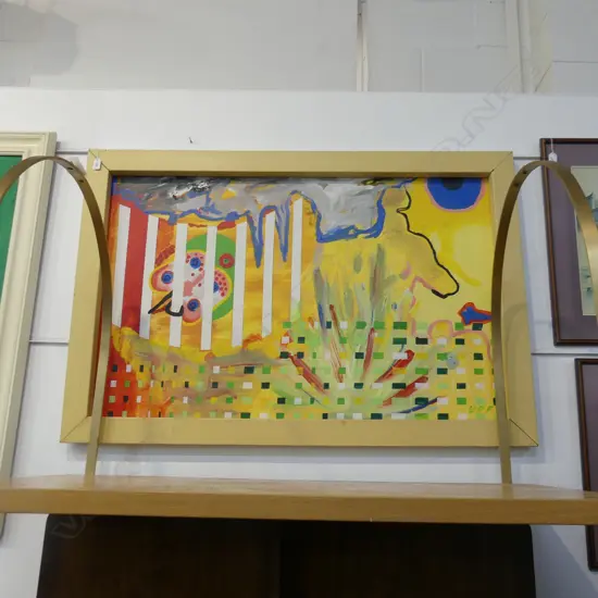 LGE ABSTRACT ACRYLIC ON BOARD SIGNED 'U P F 96' 720x1140mm