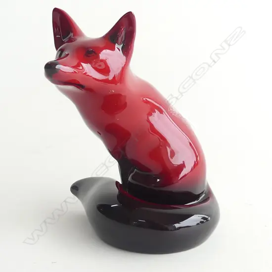 ROYAL DOULTON FLAMBE FOX SIGNED 'FM' FRED MOORE H.110mm...