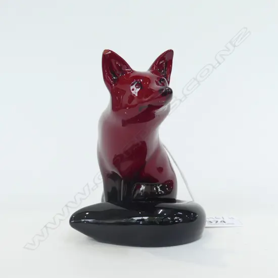 ROYAL DOULTON FLAMBE FOX SIGNED 'FM' FRED MOORE H.110mm (repaired / ear chipped) 