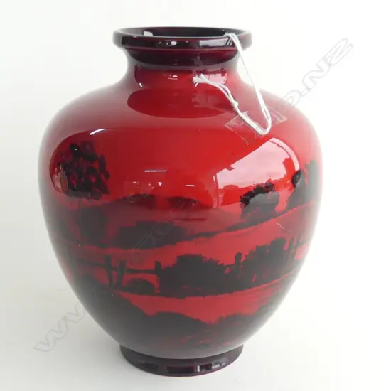 ROYAL DOULTON FLAMBE VASE SIGNED 'FM' FRED MOORE H.190mm...