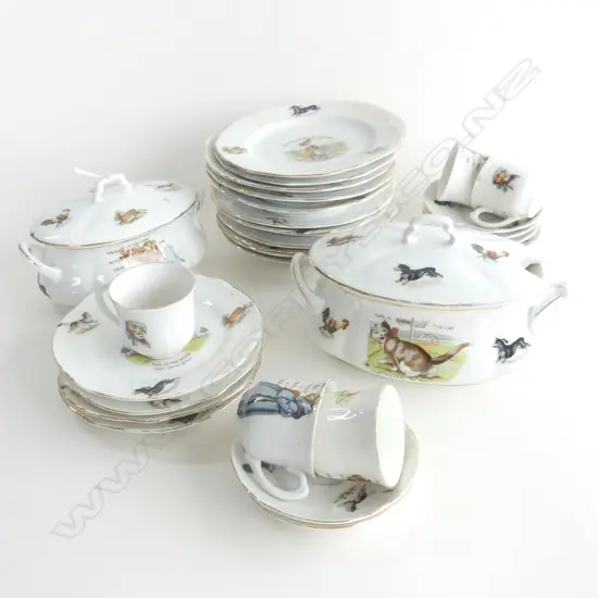 PART VINTAGE GERMAN CHILDS DINNER NURSERY RYHME SET