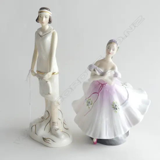 2 ROYAL DOULTON FIGURINES; THE BALLERINA & TENNIS EMILY H.235mm