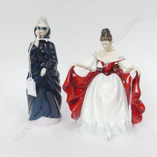 2 ROYAL DOULTON LADY FIGURINES; MASQUERADE (H. 225MM) & SARA (H. 210MM)