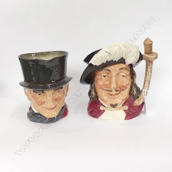 2 LG ROYAL DOULTON CHARACTER JUGS; JOHN PEEL H. 170MM & PORTHOS h. 195MM