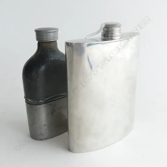 2 HIP FLASKS; ONE CROCODILE SKIN & ONE SHEFFIELD, ENGLAND 