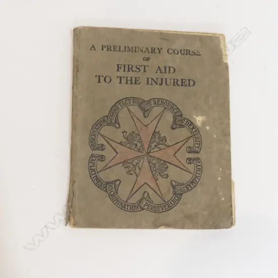 3RD EDITION 1938 SOFT COVER BOOK ST. JOHNS  'FIRST AID TO THE INJURED' 