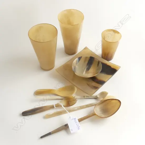 10 ASST. HORN PCES; 3 CUPS, 2 DISHES, 5 SPOONS