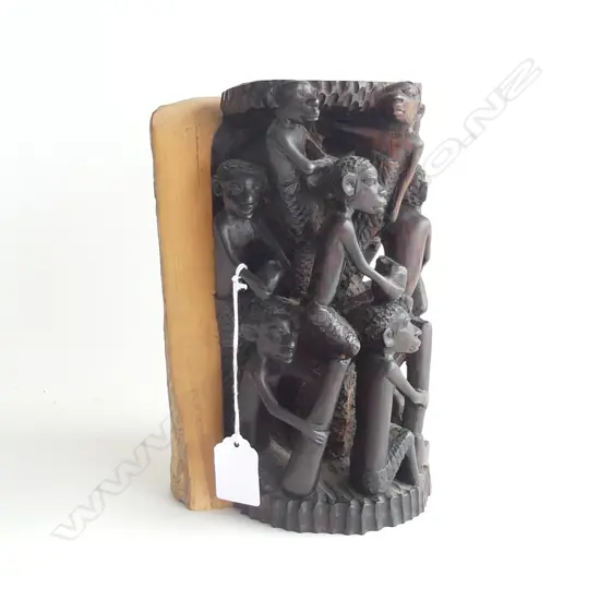 AFRICAN WOOD CARVED FIGURE GROUP H.230mm