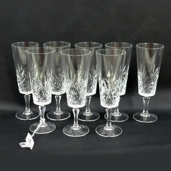 8 CUT CRYSTAL CHAMPAGNE FLUTES H. 170MM