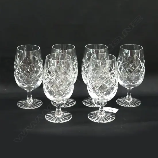 6 CUT CRYSTAL TALL STEMMED GLASSES H. 165MM