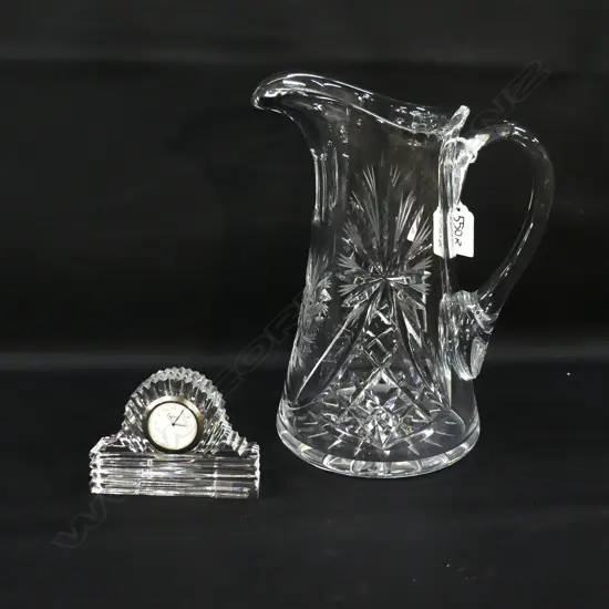 TALL CRYSTAL JUG H.245mm + GALWAY IRISH CRYSTAL CLOCK H.75mm