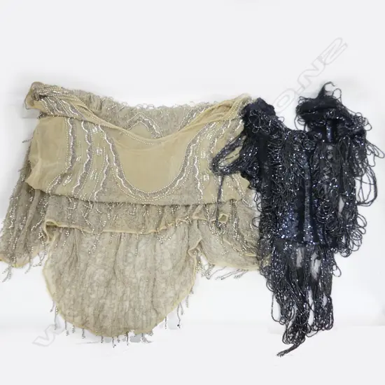 VINTAGE BEADED DRESS  (QUITE FRAGILE) + BLACK BEADED DRESS FRONT 