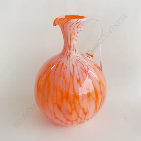 LARGE ORANGE ART GLASS BOTTLE VASE H.300mm