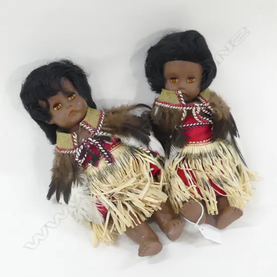 PR VINTAGE DOLLS IN TRADITIONAL MAORI COSTUME  H 300MM