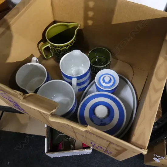 BOX ASST INCL CORNISHWARE, PORTMEIRION, DENBY ETC..