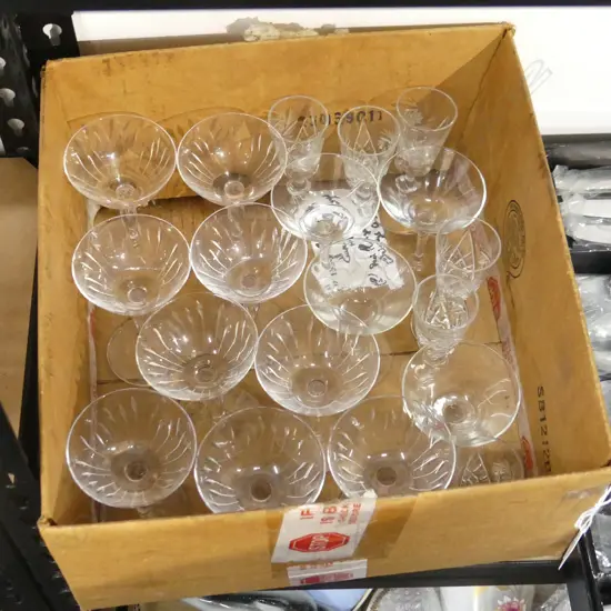 BOX LOT ASST. CRYSTAL LIQUER / SHERRY GLASSES ETC
