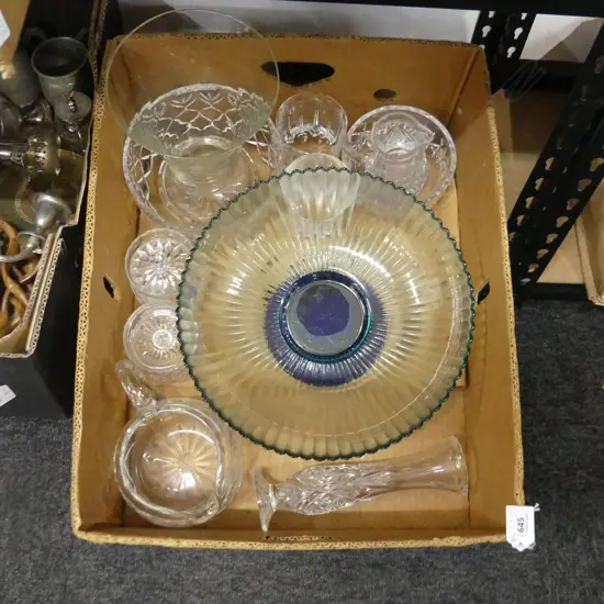 BOX LOT ASST. CRYSTAL & RECYCLED GLASS BOWL
