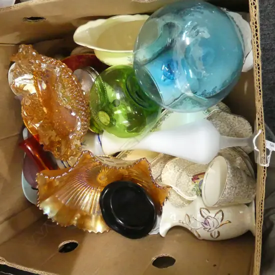 BOX ASST GLASS & CHINA INCL ROYALTY CHINA ETC..