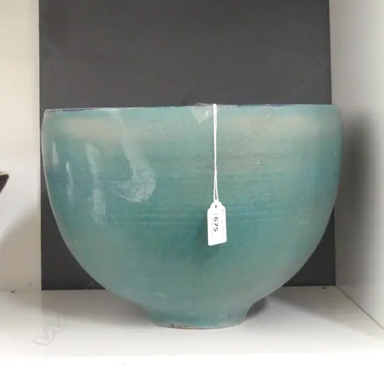 LGE STUDIO POTTERY TURQUOISE GLAZED BOWL H.210mm 290mm dia