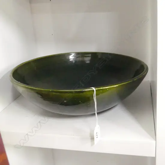 LGE STUDIO POTTERY GREEN GLAZED BOWL 330mm dia