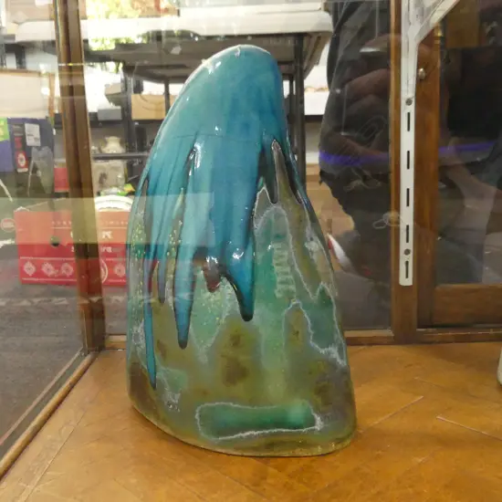 STUDIO POTTERY BLUE GLAZED SCULPTURE H.390mm