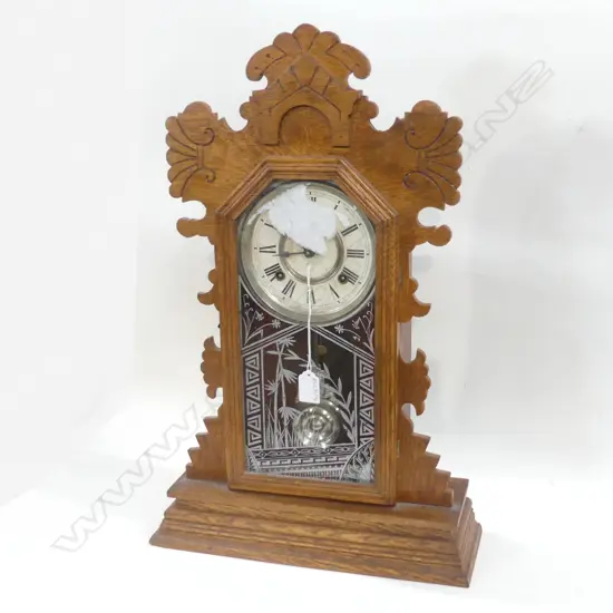 EARLY 20thC ANSONIA GINGERBREAD CLOCK H.575mm