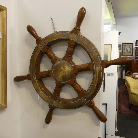 VINTAGE REPRODUCTION WALL HANGING SHIPS WHEEL 750mm dia