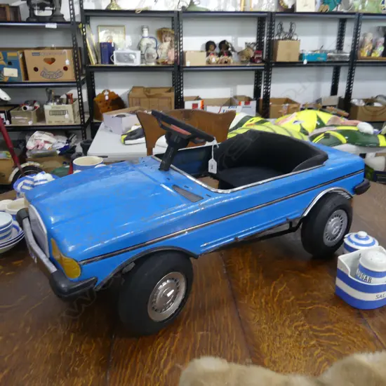 1980s TOY PEDAL CAR; BLUE MERCEDES L.950mm