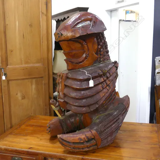 LGE MAORI CARVED WOOD SCULPTURE