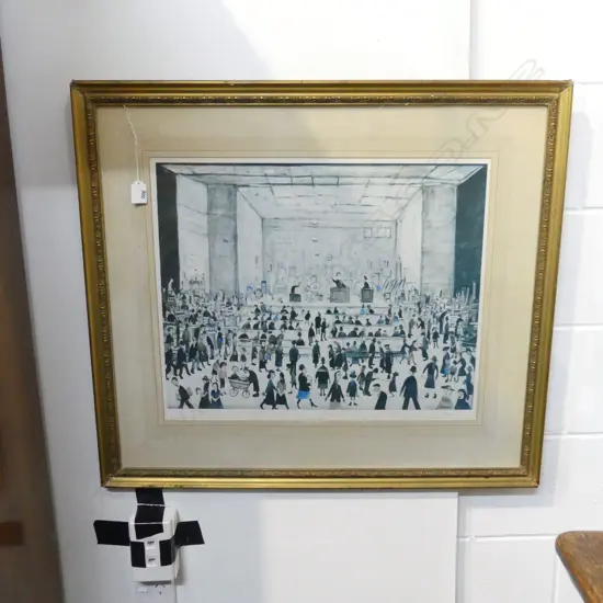 LOWRY PRINT; 'THE AUCTION' 450x545mm