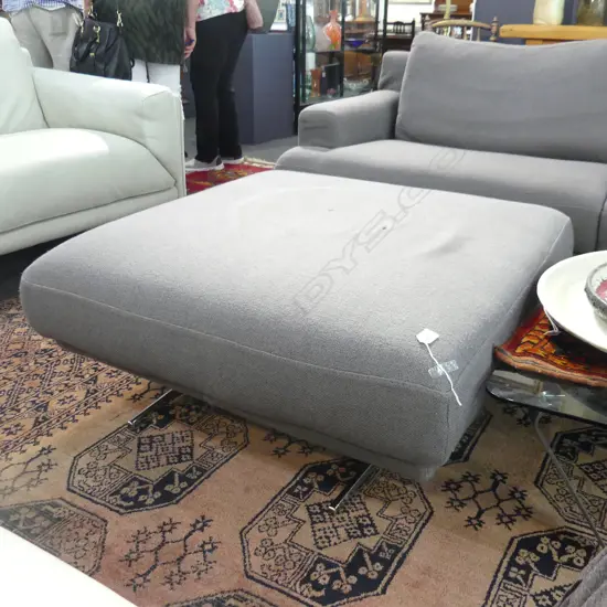 CALIA ITALIAN OTTOMAN; DARK GREY FABRIC 950x950x400mm