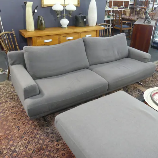 CALIA ITALIAN 3 SEATER SOFA; DARK GREY FABRIC W.2300mm