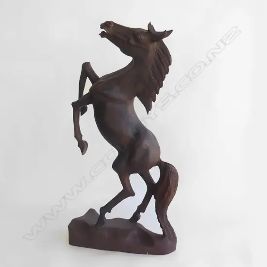 CARVED WOODEN REARING HORSE STATUE H.800mm