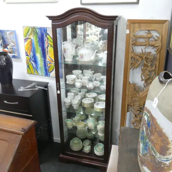 ROSEWOOD & GLASS DISPLAY CABINET H. 1850  530MM 590 X 300MM