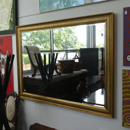 LARGE GILT FRAMED BEVELED WALL MIRROR  1600 X 1150MM