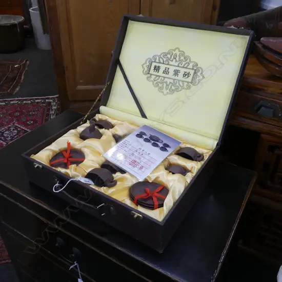 CASED CHINESE YIXING WARE TEA SET