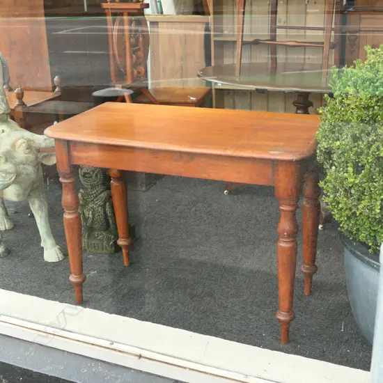 COLONIAL KAURI TURNED LEG D END HALL TABLE. H.760mm L.1000mm