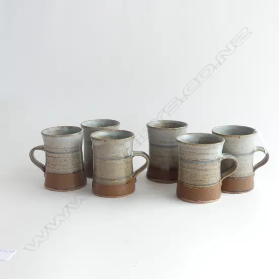 6 PETER STICHBURY POTTERY MUGS, H. 97MM