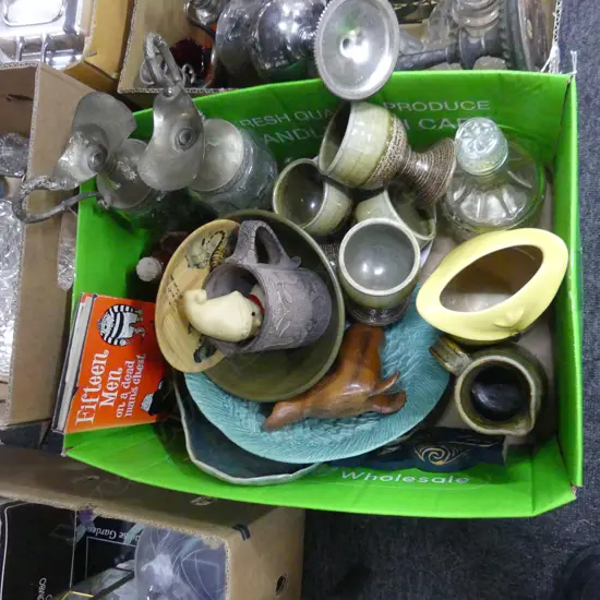 BOX LOT ASST. STUDIO POTTERY ETC