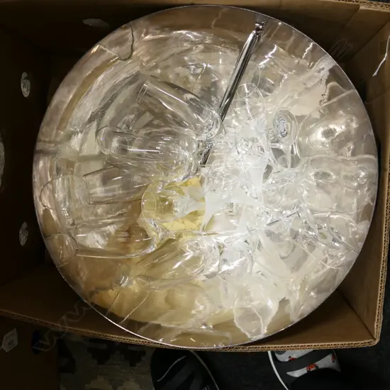 LARGE EP PUNCH BOWL AND LADLE D 420 + ASST CHAMPAGNE FLUTES