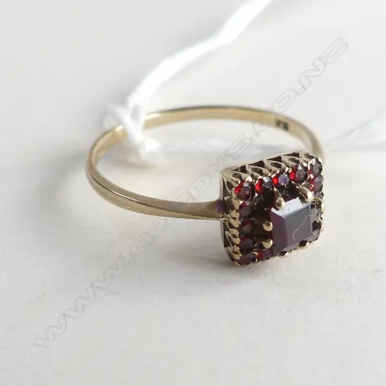 9CT GOLD & GARNET RING 1.69GMS