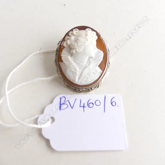 800 SILVER CAMEO PENDANT BROOCH 33x28mm