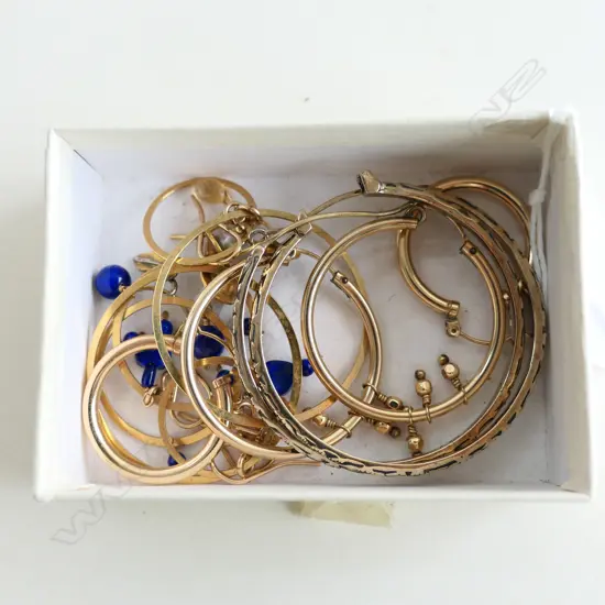 6 PR ASST ROLLED GOLD & GOLD PLATE EARRINGS, HOOP & DROP 