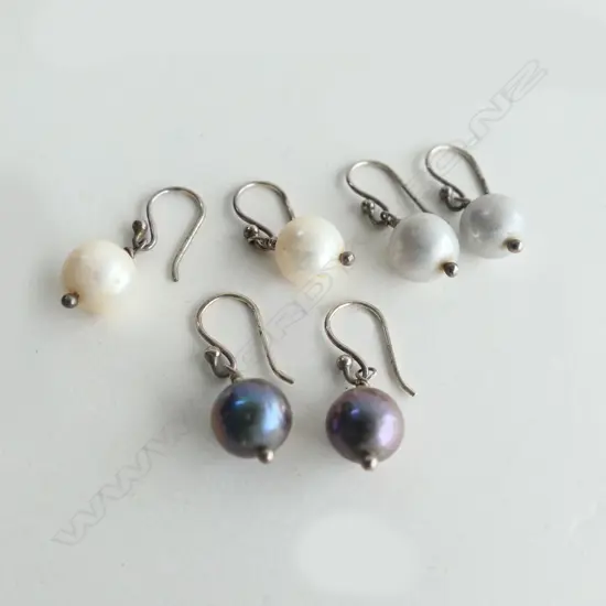 3 PR PEARL DROP EARRINGS INCL PURPLE