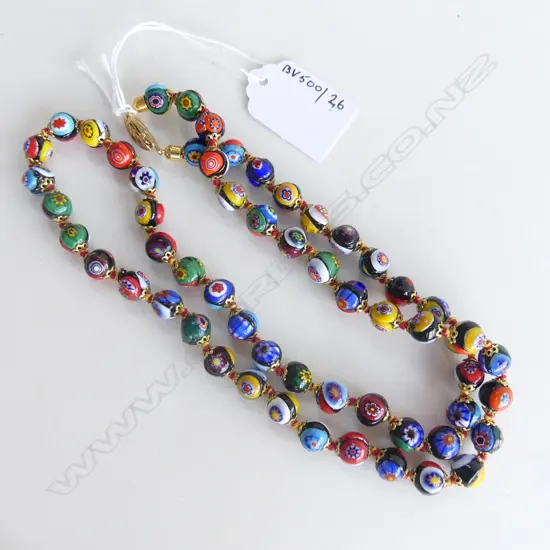 STRAND OF MILLE FIORE MURANO BEADS