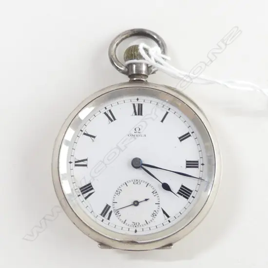 S/S OPEN FACED OMEGA POCKET WATCH 18773