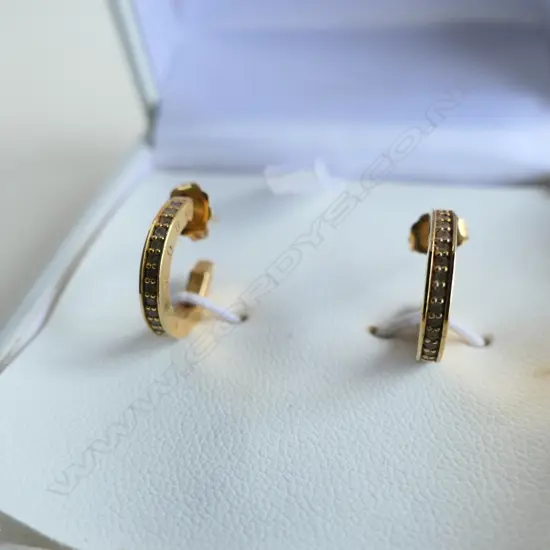 THOMAS SABO GOLD TONE & CZ HOOP EARRINGS 